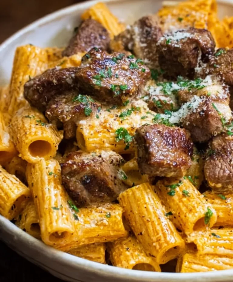 Cajun Steak Tips Cheesy Rigatoni Parmesan