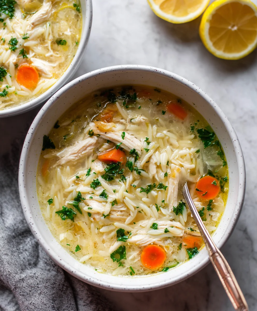 Lemon Chicken Orzo Soup- Easy Comfort Food Recipe