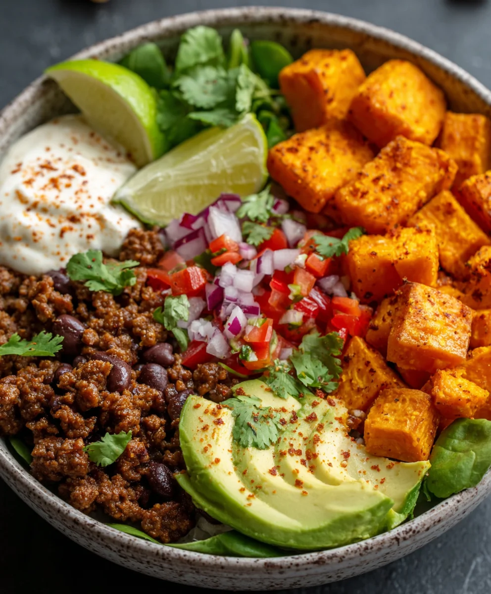 Spicy Sweet Potato Taco Bowl Recipe - Easy Dinner