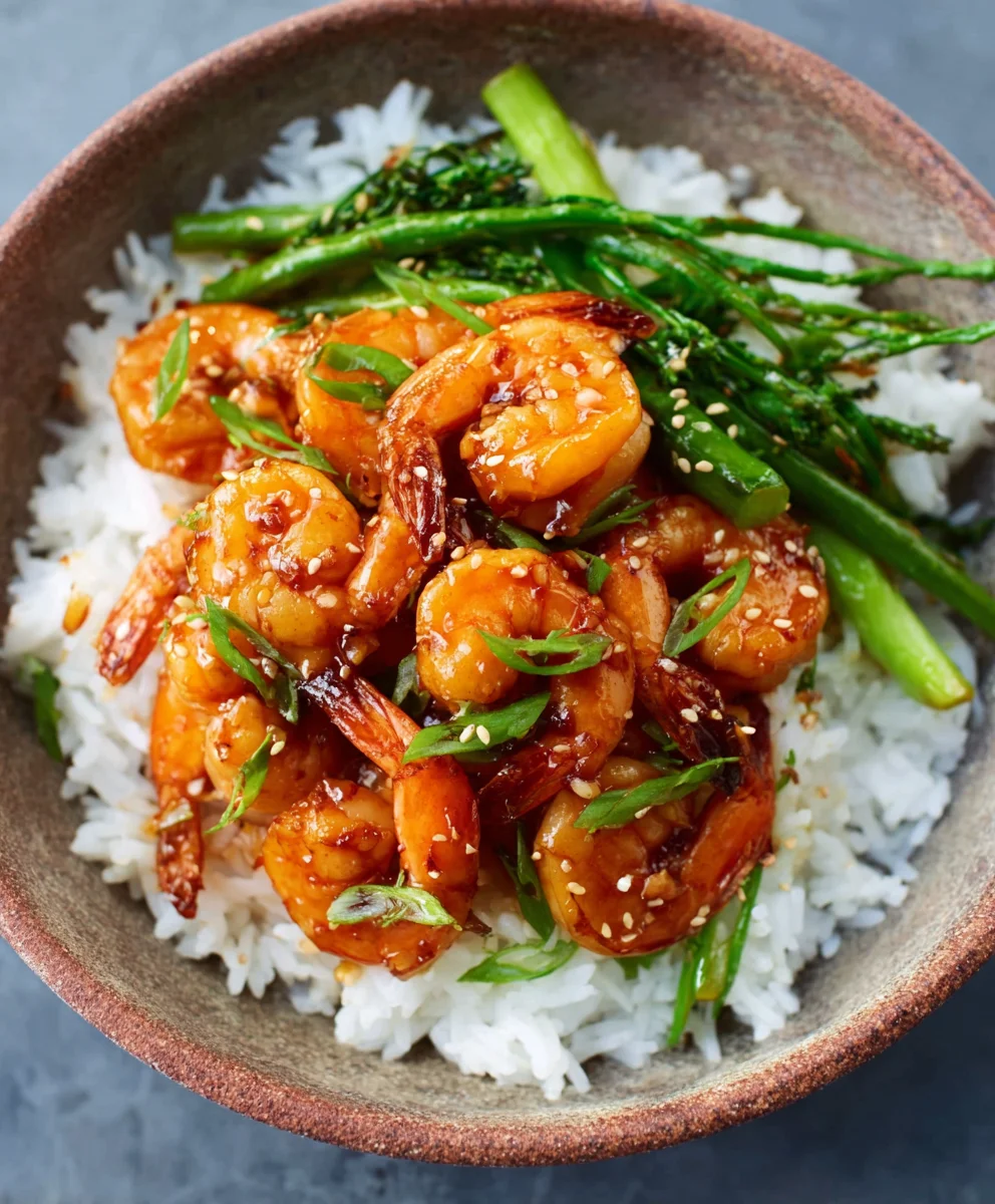 Easy Honey Garlic Shrimp Bowls- Quick Dinner Idea