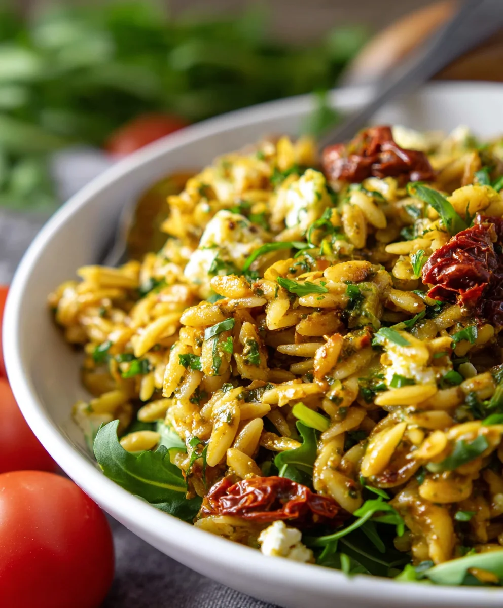 Sun-Dried Tomato Orzo Pesto Salad - Easy & Delicious