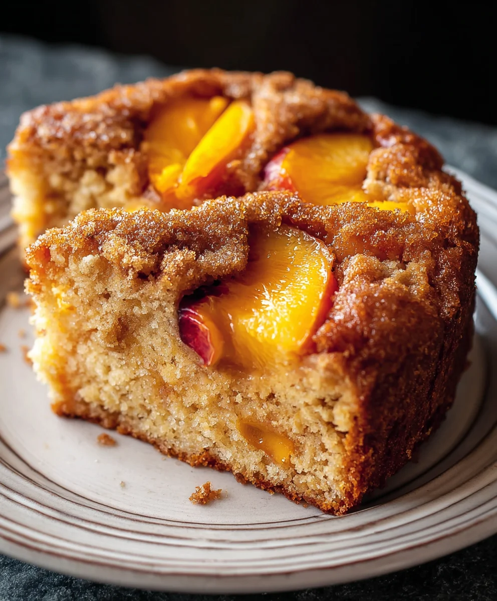 Vegan Peach Coffee Cake-Easy Delicious Recipe