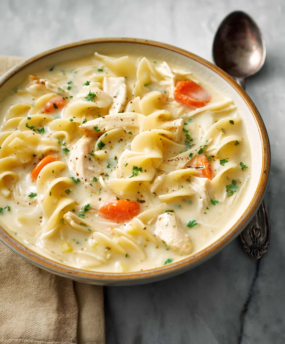 Creamy Chicken Noodle Soup Recipe - Easy Comfort Food
