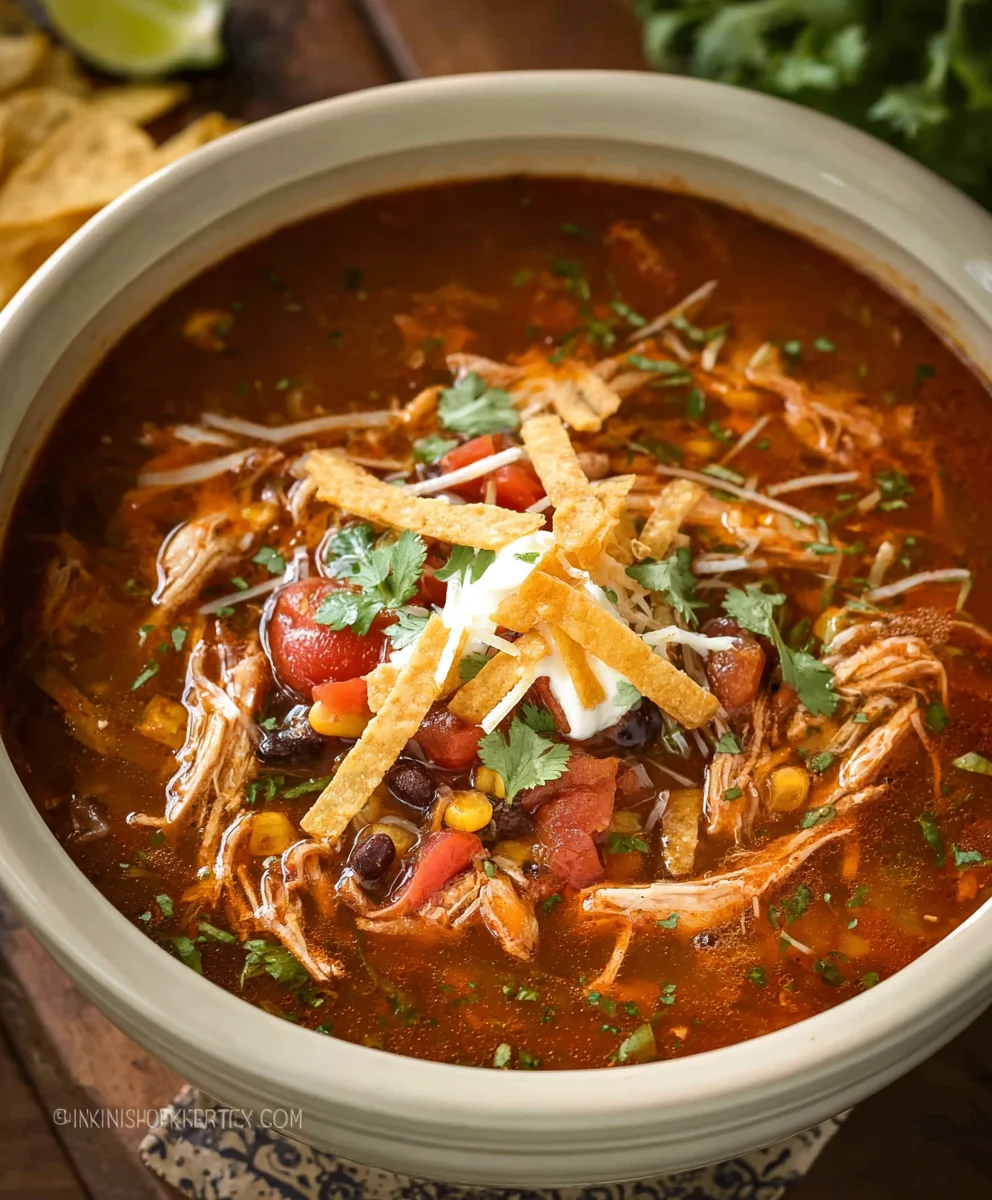 Easy Crockpot Chicken Tortilla Soup Recipe-Flavorful & Simple