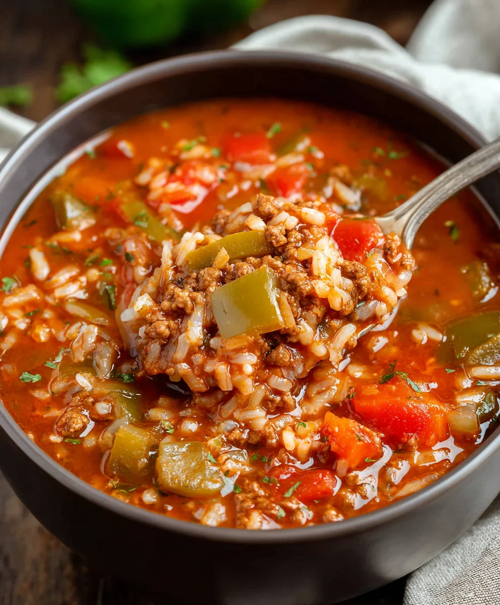 Hearty Stuffed Pepper Soup Recipe - Easy Beef & Veggie
