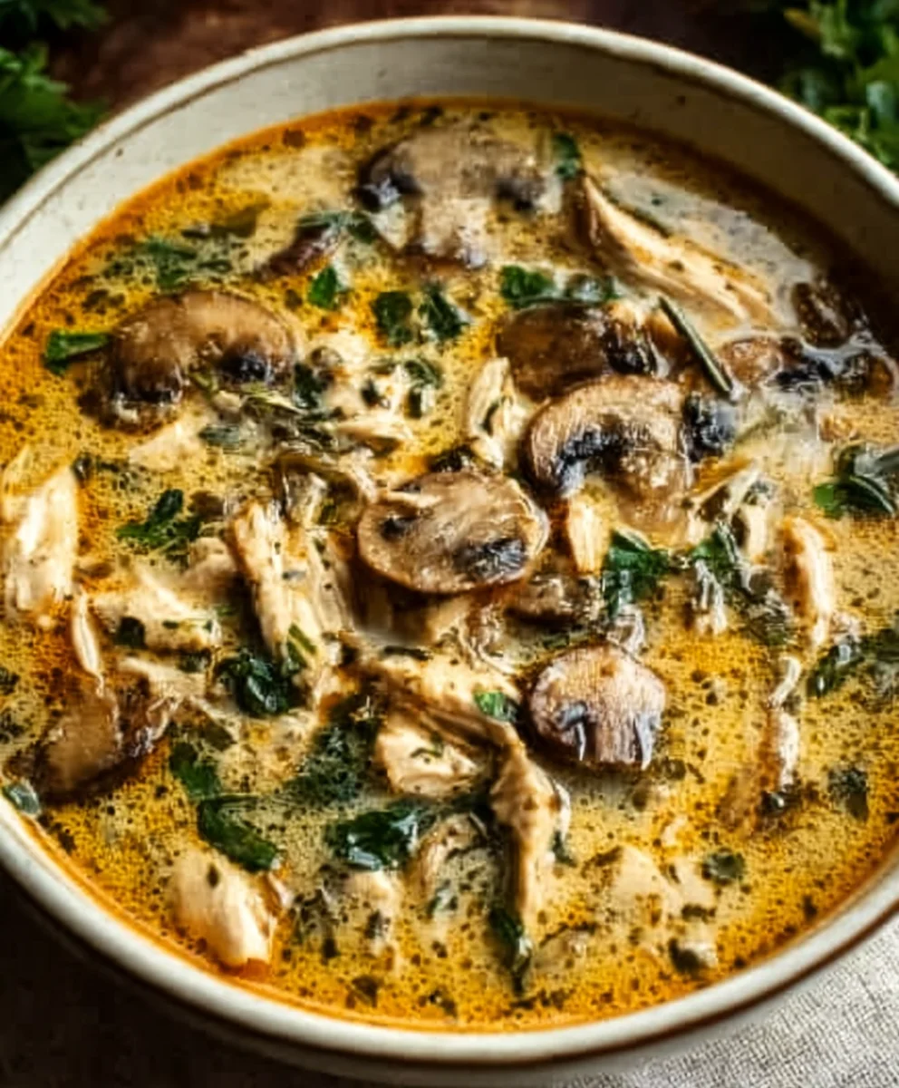 Rotisserie Chicken Mushroom Soup - Easy Creamy Comfort
