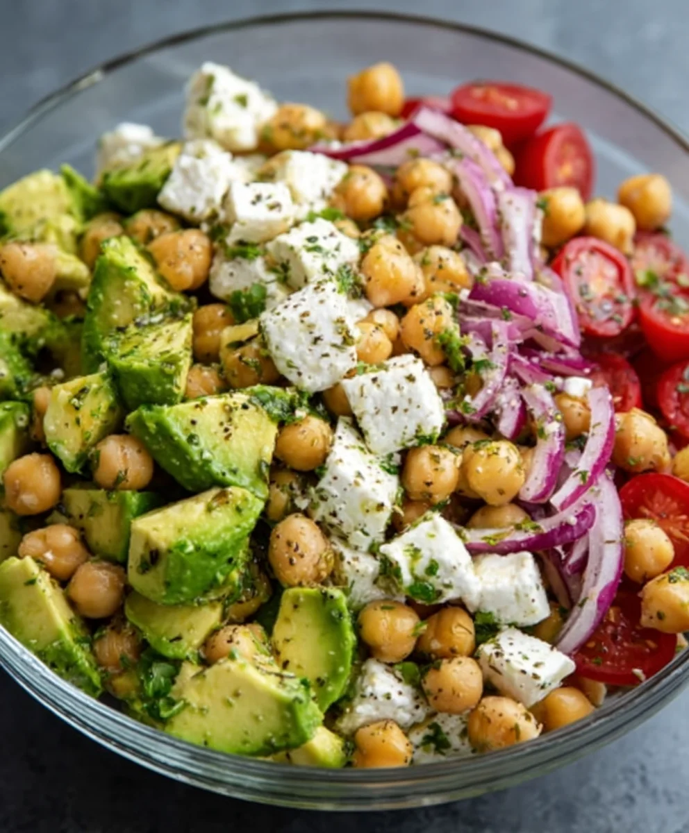 Chickpea Feta Avocado Salad - Fresh & Easy Recipe