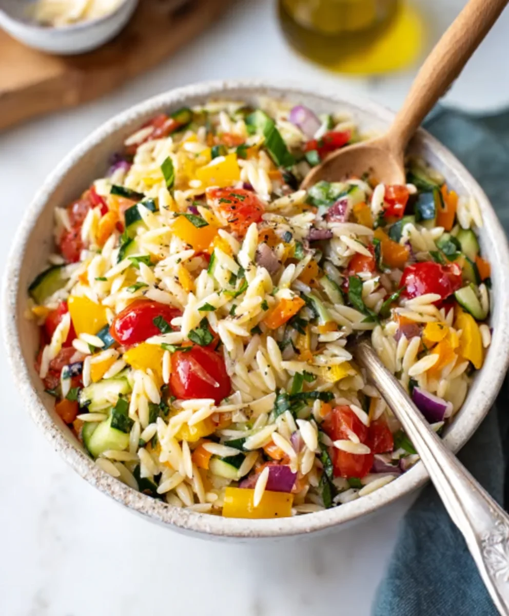 Bright Rainbow Orzo Salad Recipe