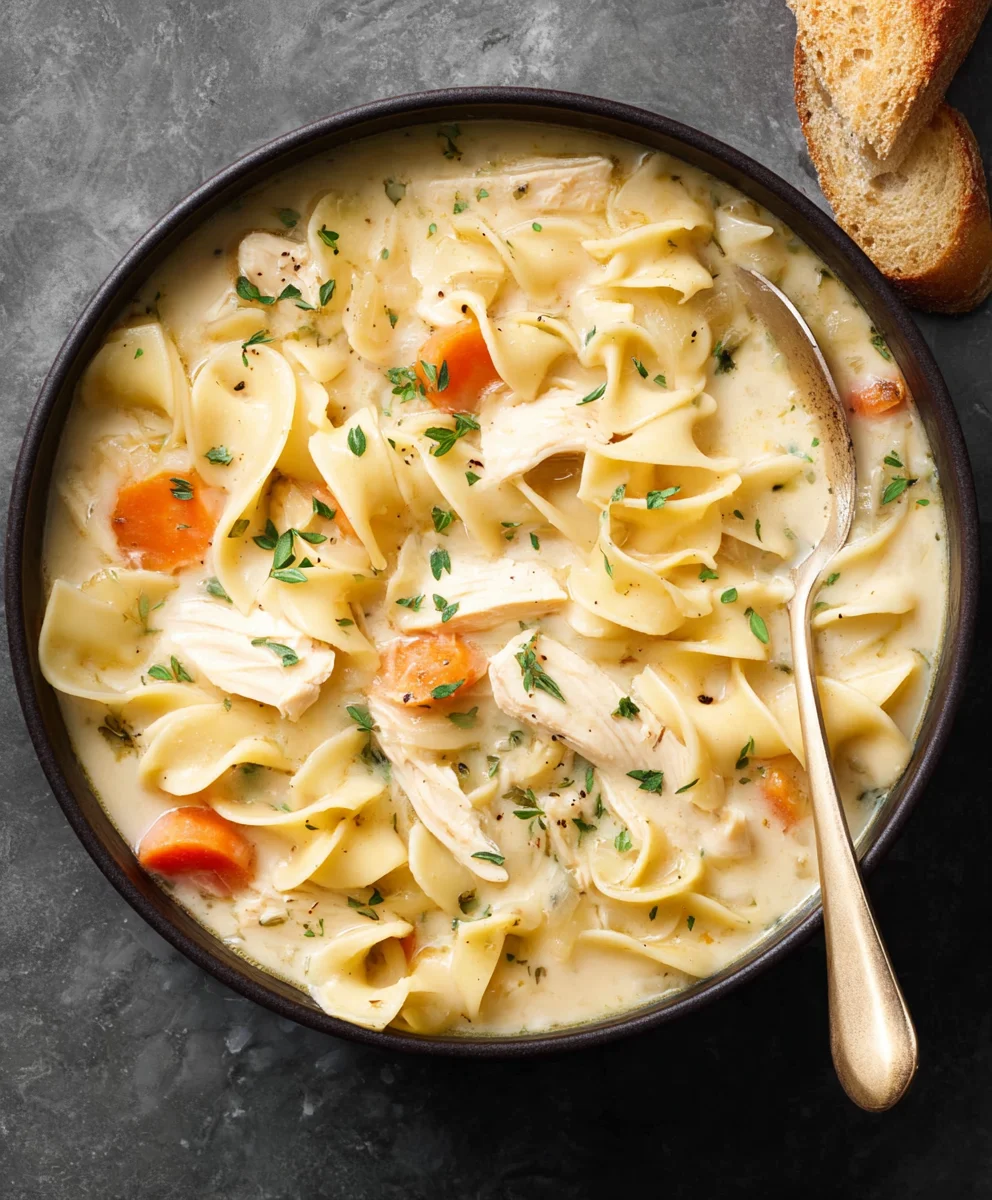 Creamy Chicken Noodle Soup Recipe - Easy Comfort Food