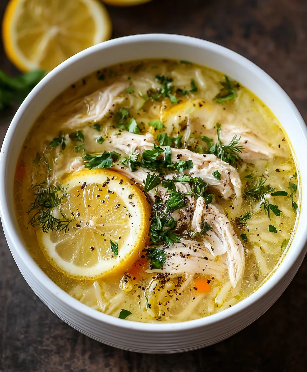 Authentic Greek Lemon Chicken Soup - Zesty & Comforting