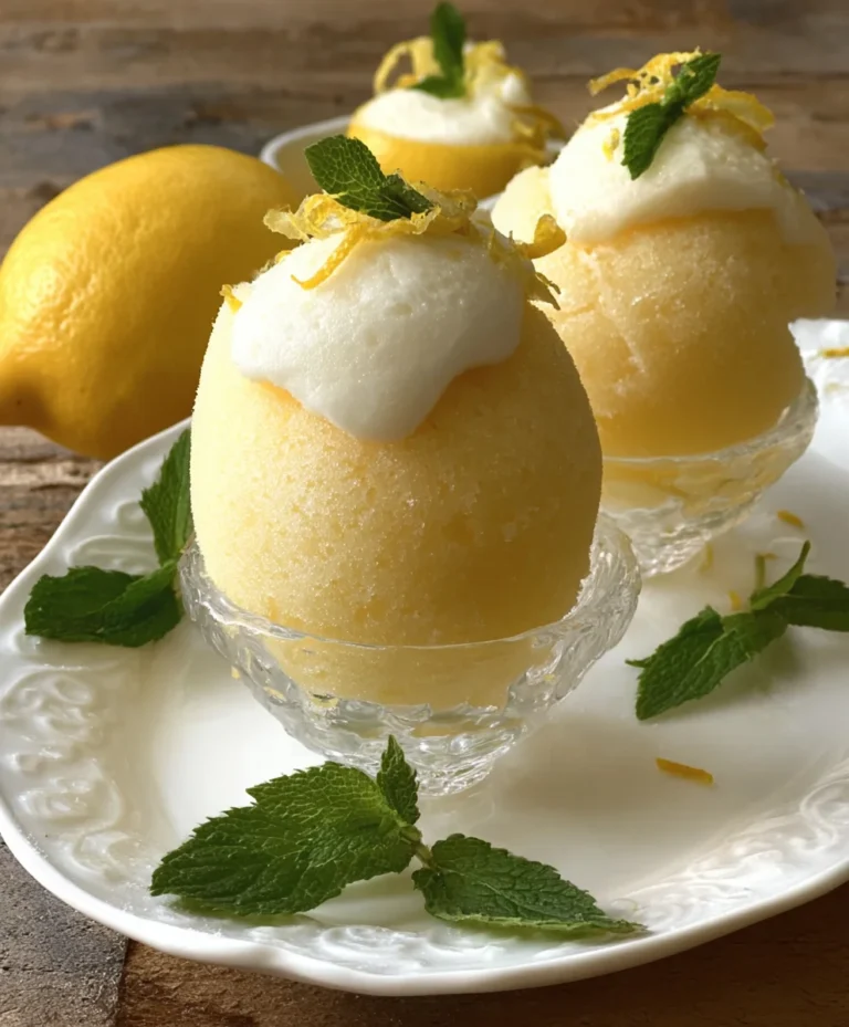 Lemon Sorbet Frozen Lemon Shell- Refreshing Dessert