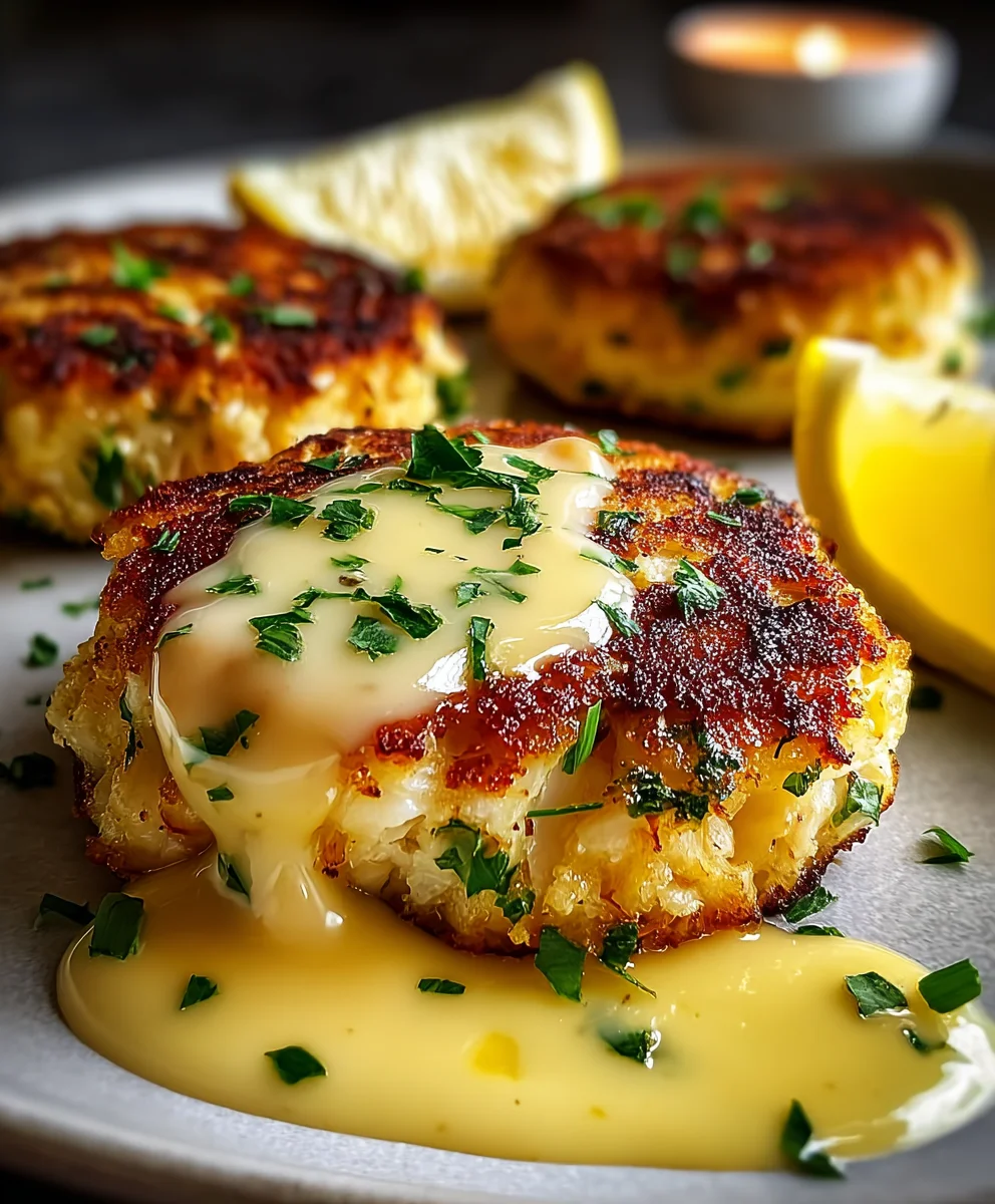 Cheddar Bay Crab Cakes - Lemon Butter Drizzle