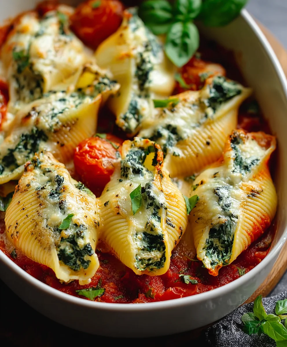 Spinach Ricotta Stuffed Shells - Easy Dinner Recipe