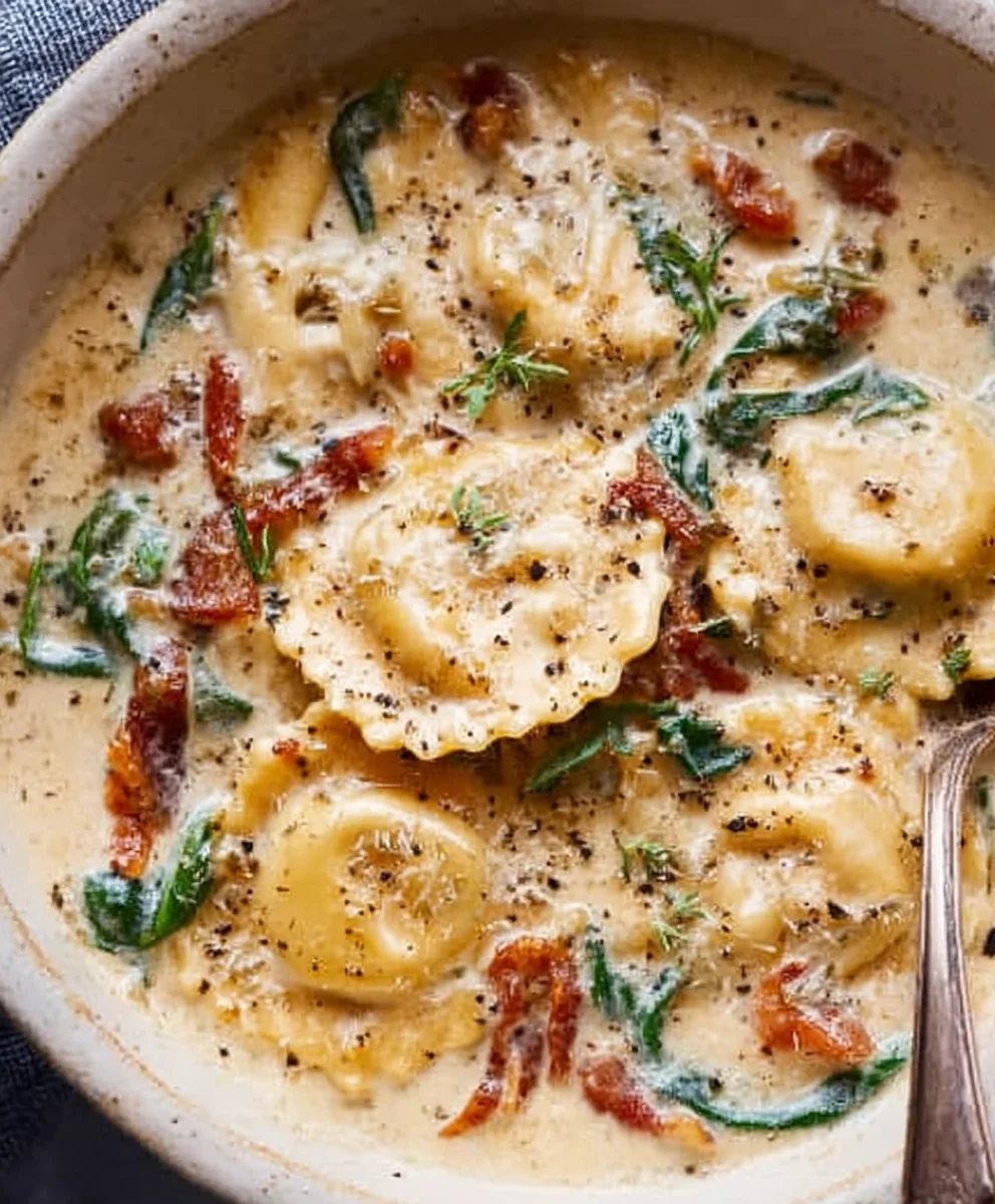 Creamy Tuscan Beef Ravioli Soup Recipe - Cozy Comfort Food