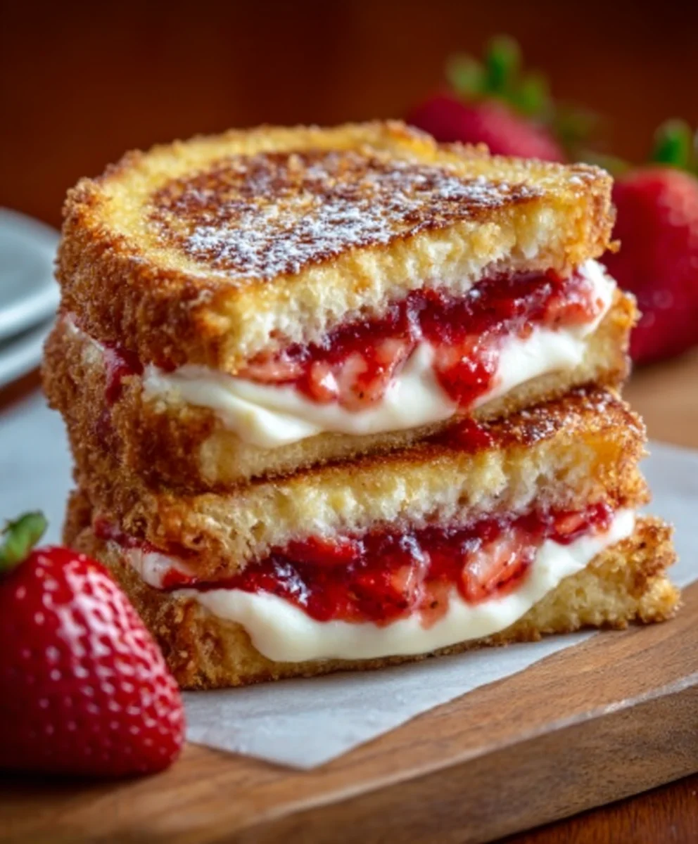 Fried Strawberry Cheesecake Sandwiches-Easy Dessert Recipe