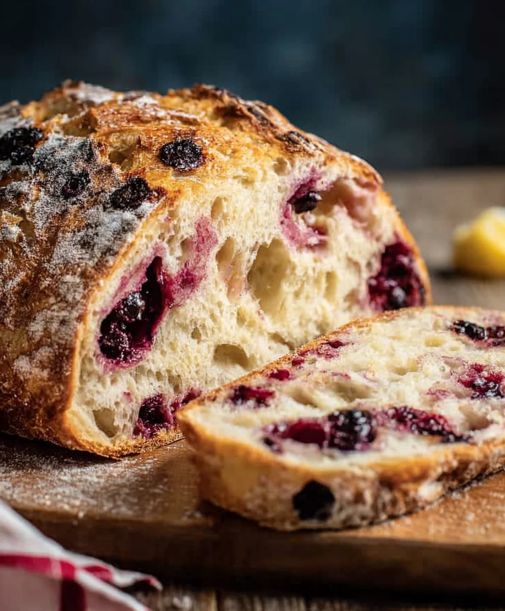 Blueberry Lemon Sourdough Bread-Tangy Sweet Loaf
