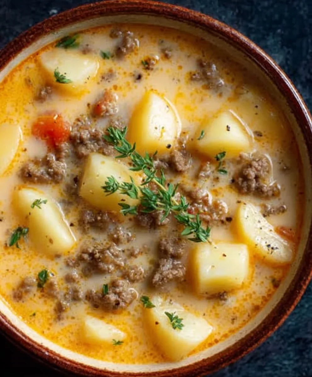 Cheesy Beef Beef Hamburger Potato Soup Recipe