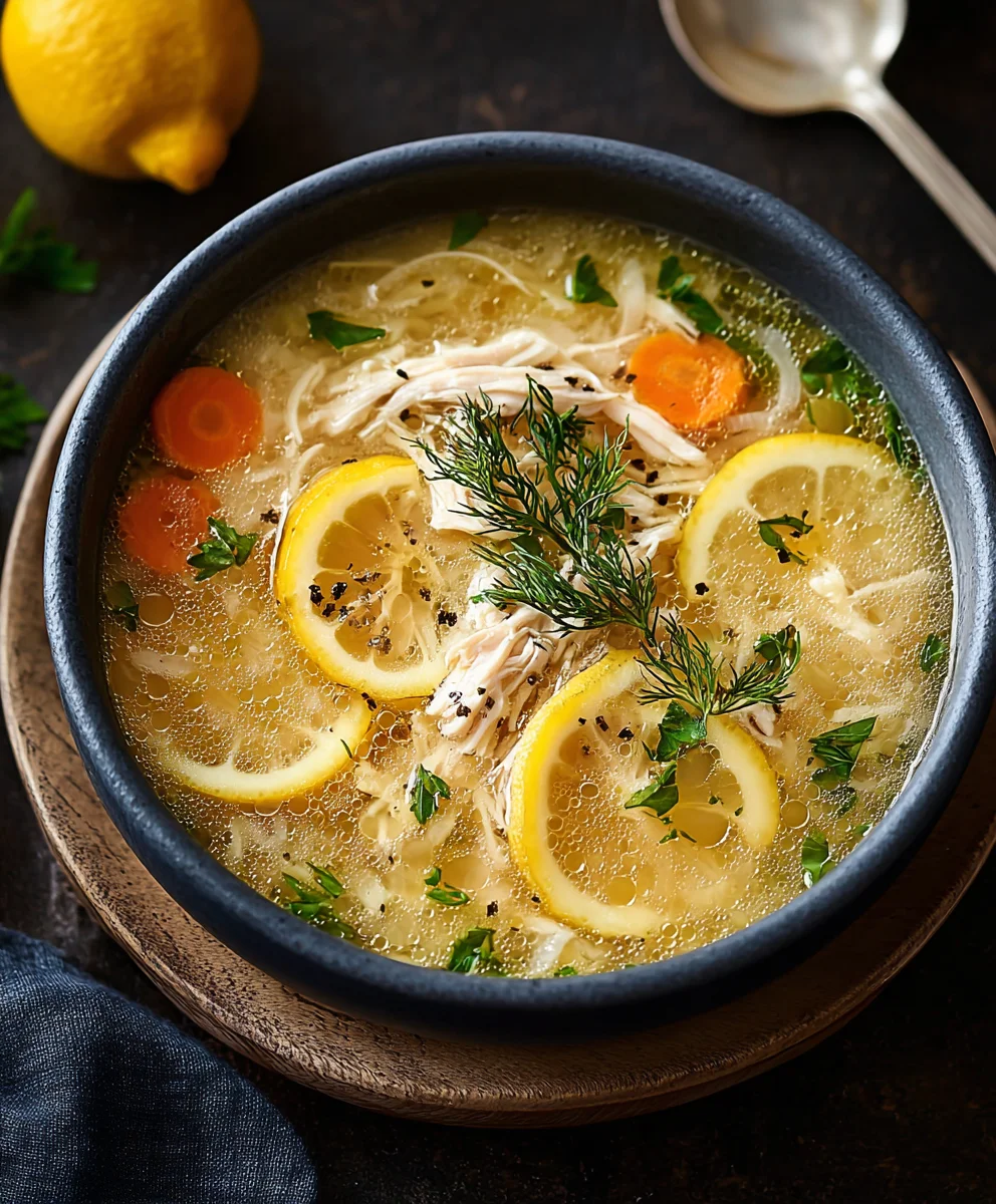 Authentic Greek Lemon Chicken Soup - Zesty & Comforting