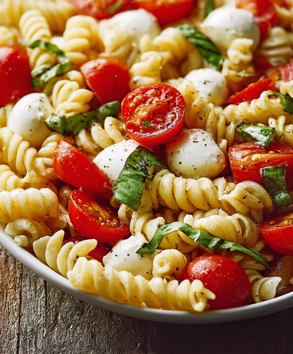 Creamy Caprese Pasta Salad- Easy Summer Meal