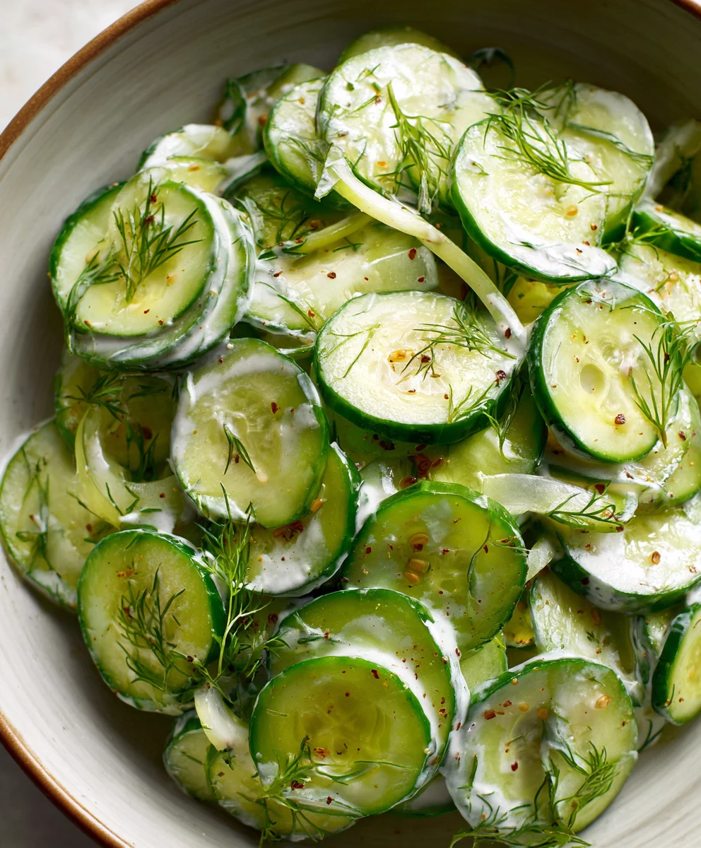 Creamy Cucumber Salad- Refreshing & Easy Recipe