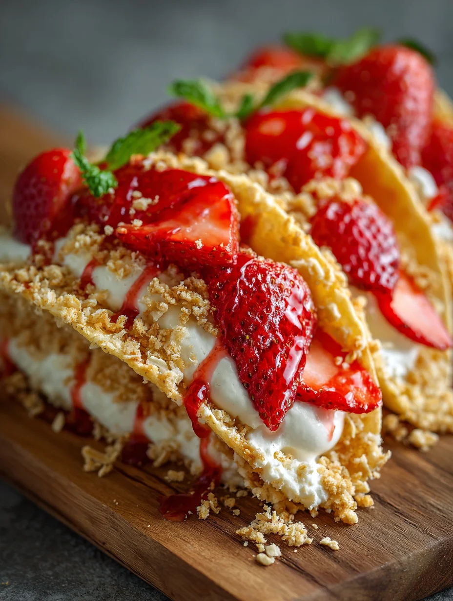 Strawberry Crunch Cheesecake Tacos-Easy Dessert Recipe