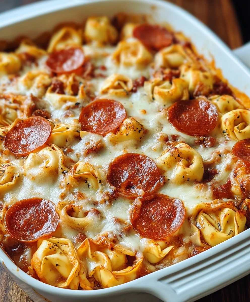Easy Beef Beef Pepperoni Tortellini Pizza Casserole Recipe