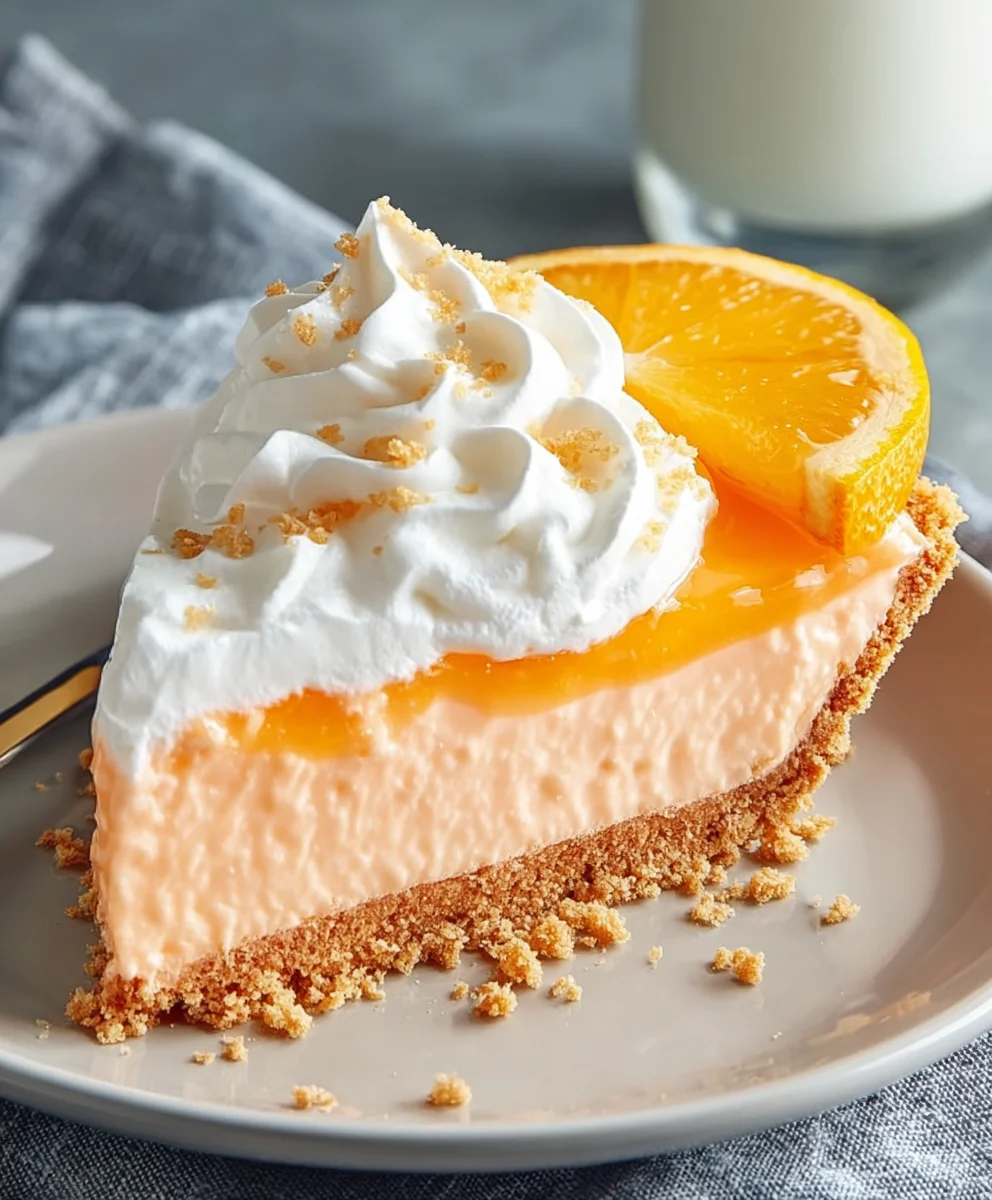 Creamy Jello Creamsicle Pie-Easy No-Bake Dessert