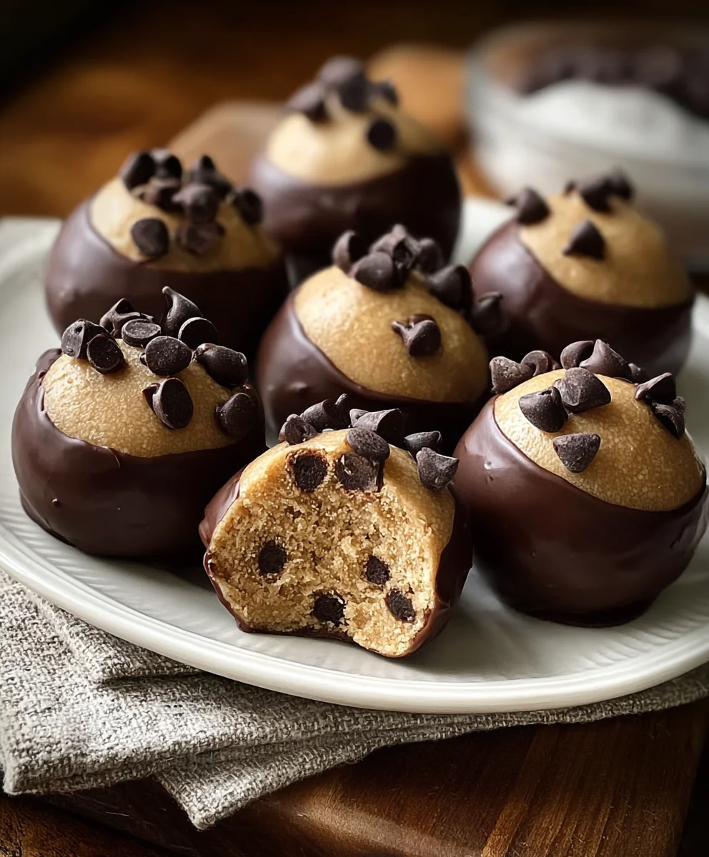Chocolate Dipped Cookie Dough Bites-Easy No-Bake Treat