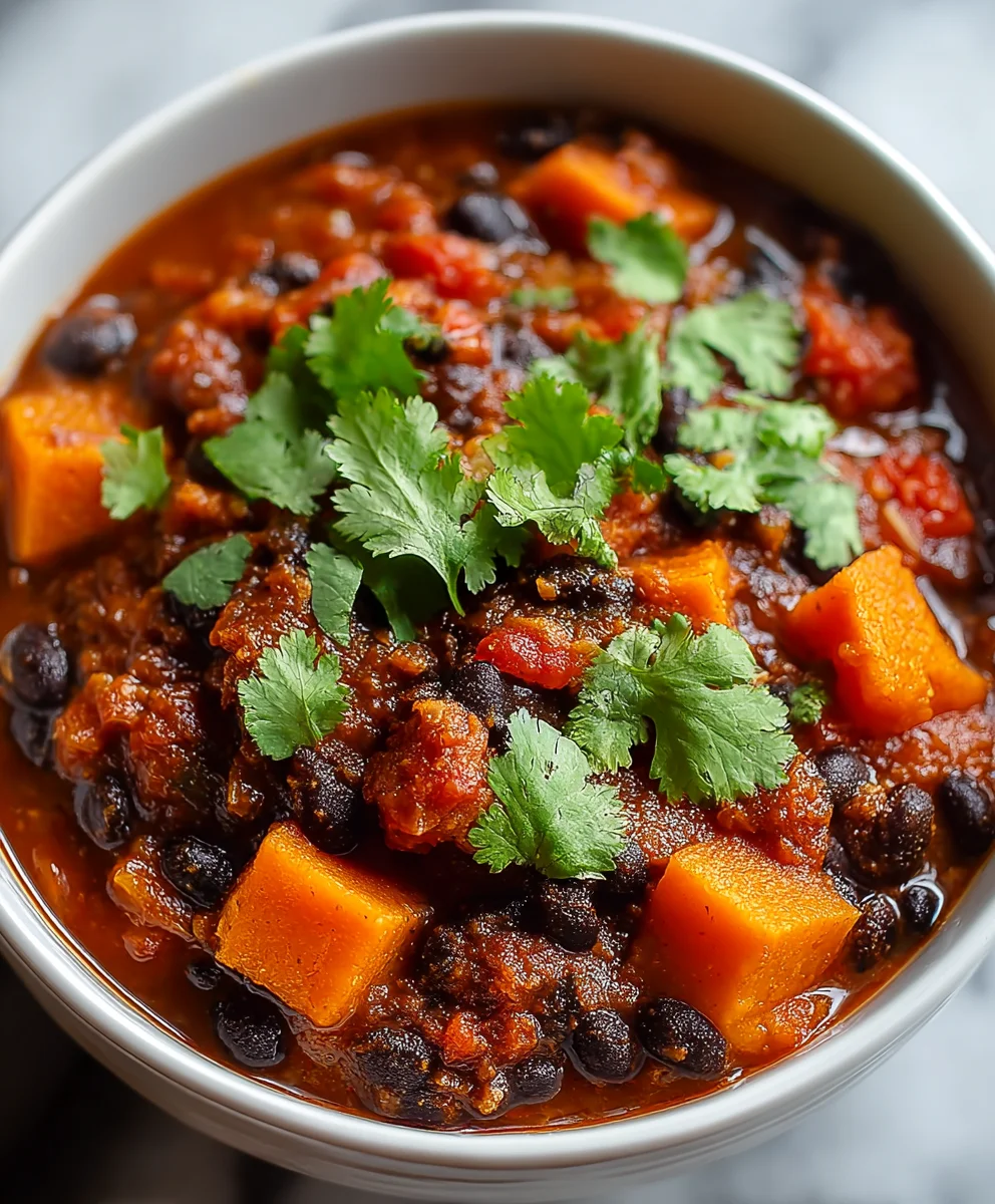 Sweet Potato Black Bean Chili-Hearty & Flavorful