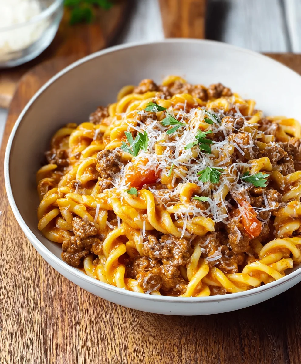 Easy One Pot Creamy Beef Pasta - Quick & Delicious