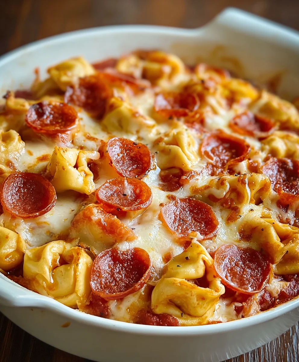 Easy Beef Beef Pepperoni Tortellini Pizza Casserole Recipe