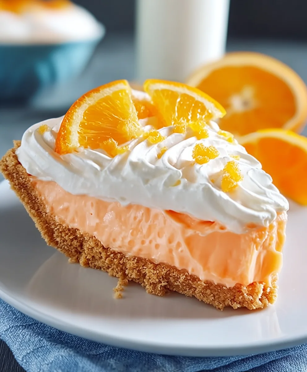 Creamy Jello Creamsicle Pie-Easy No-Bake Dessert
