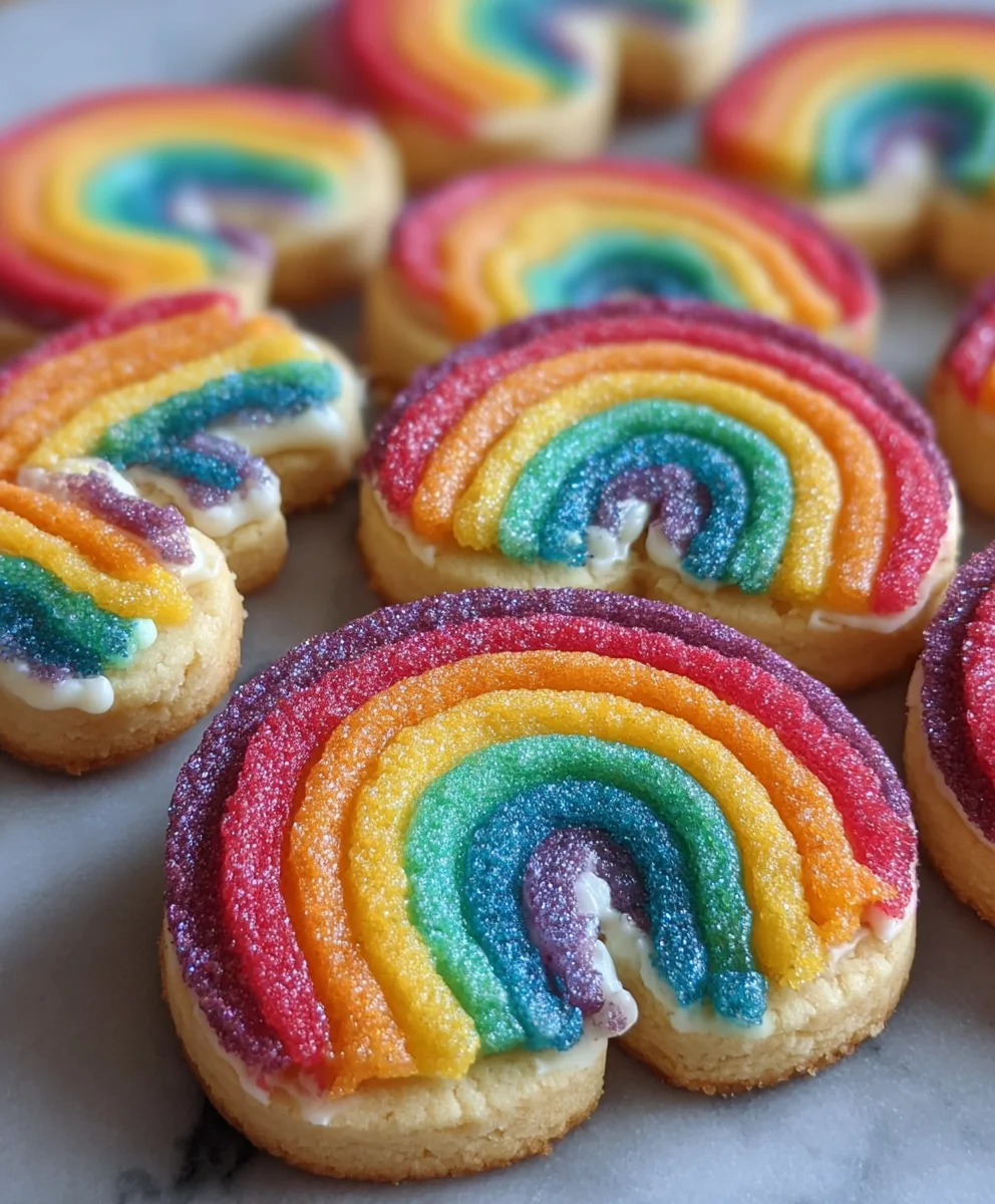 Rainbow Shortbread Cookies- Easy Piped Dessert