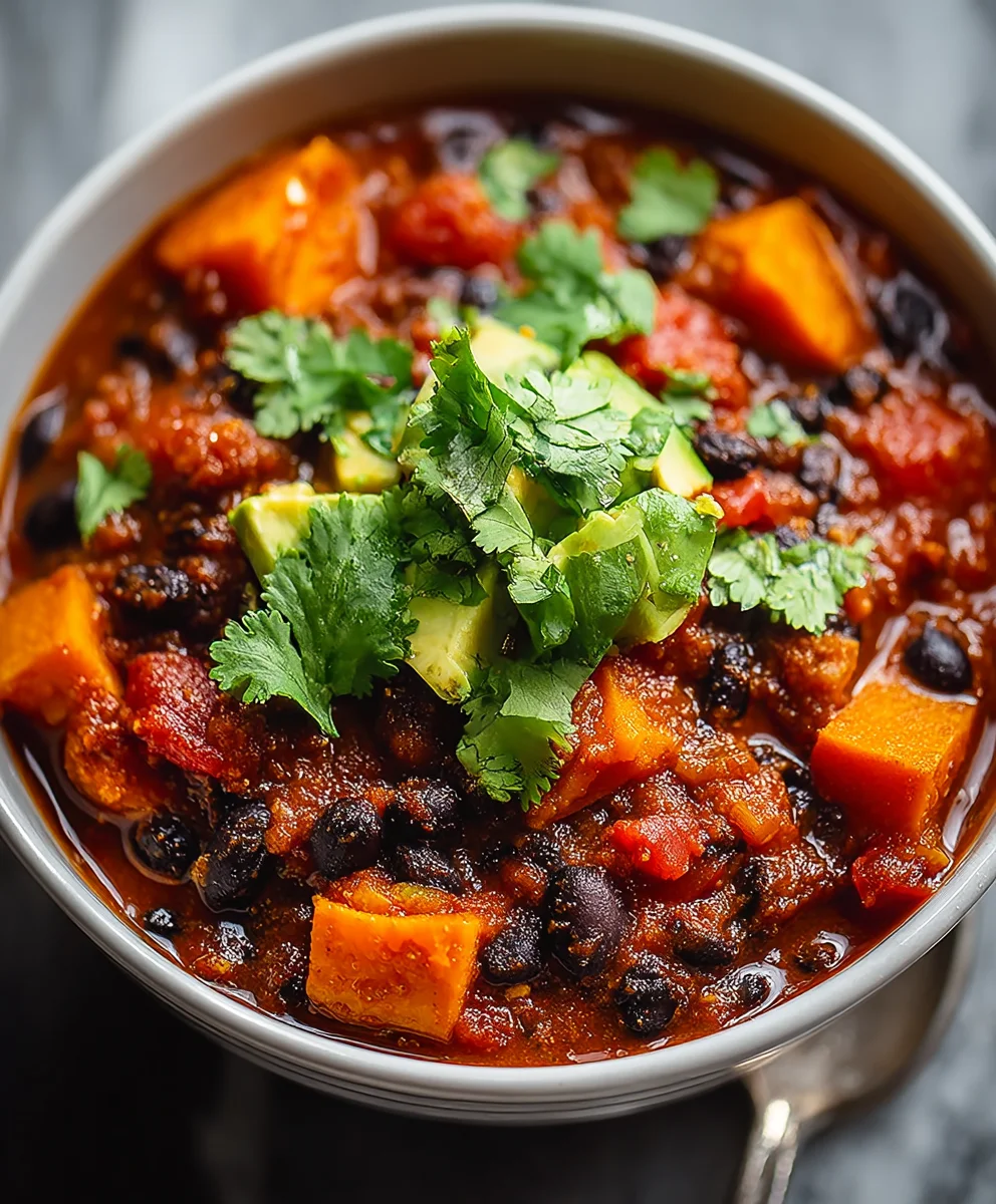 Sweet Potato Black Bean Chili-Hearty & Flavorful