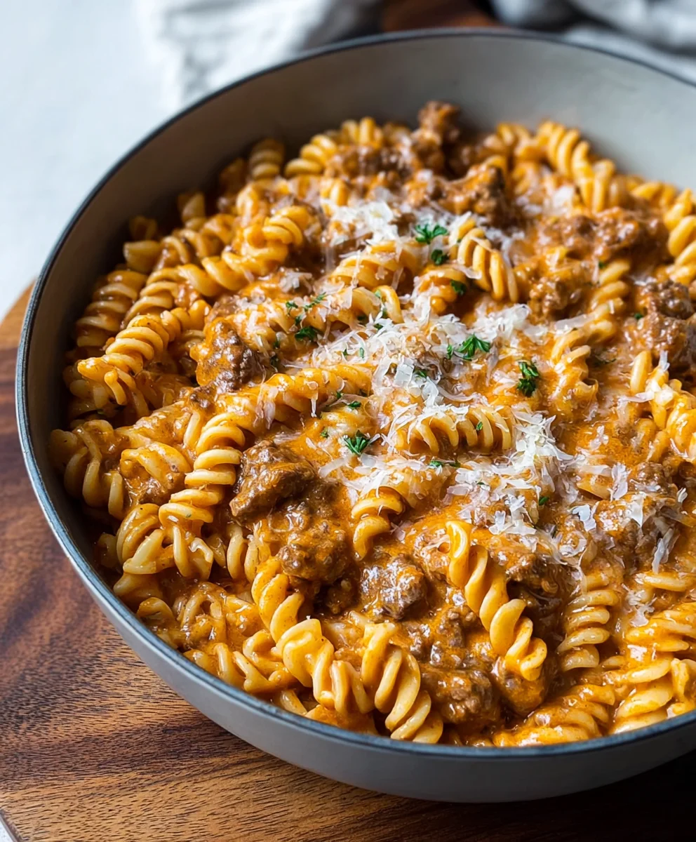 Easy One Pot Creamy Beef Pasta - Quick & Delicious