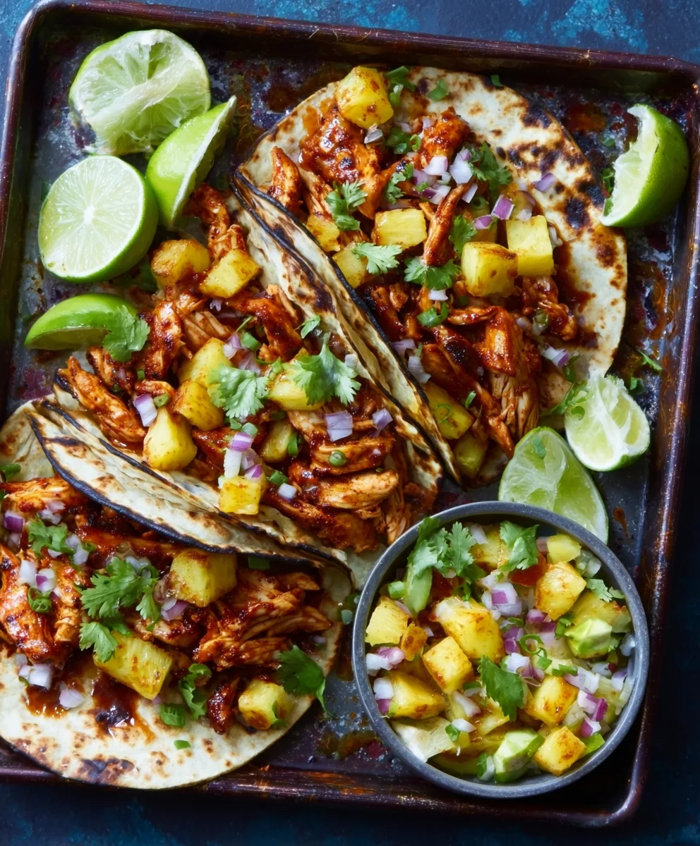 One Pan Chicken Pineapple Tacos Easy Recipe