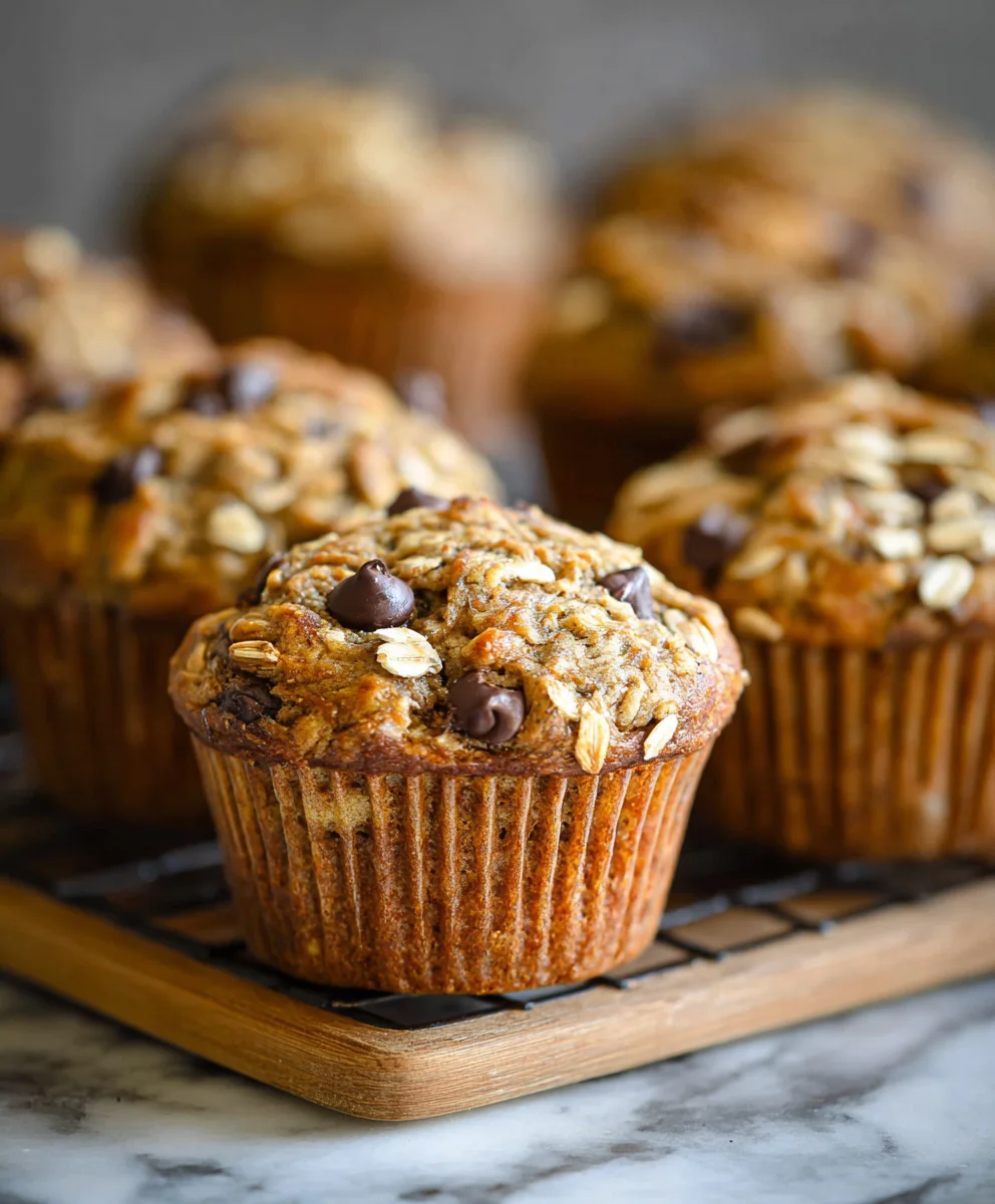 Healthy Banana Oatmeal Muffins-Choc Chip Delight
