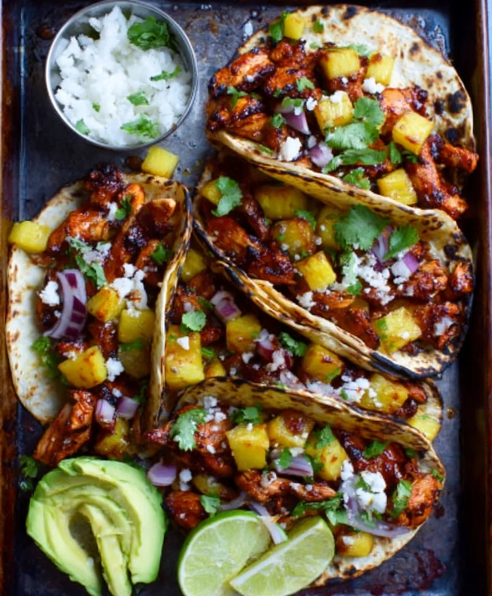 One Pan Chicken Pineapple Tacos Easy Recipe