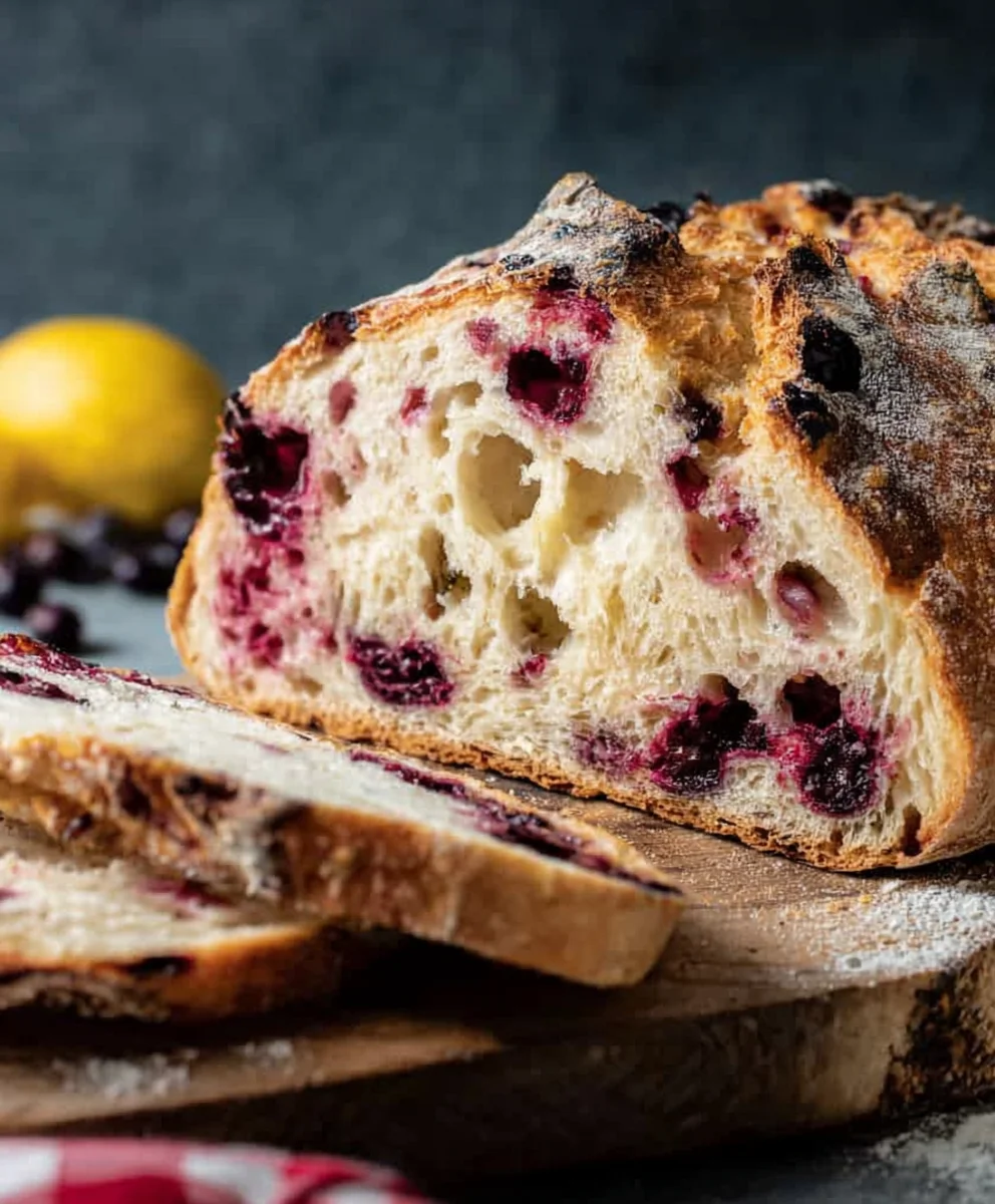 Lemon Blueberry Sourdough Bread-Easy Recipe