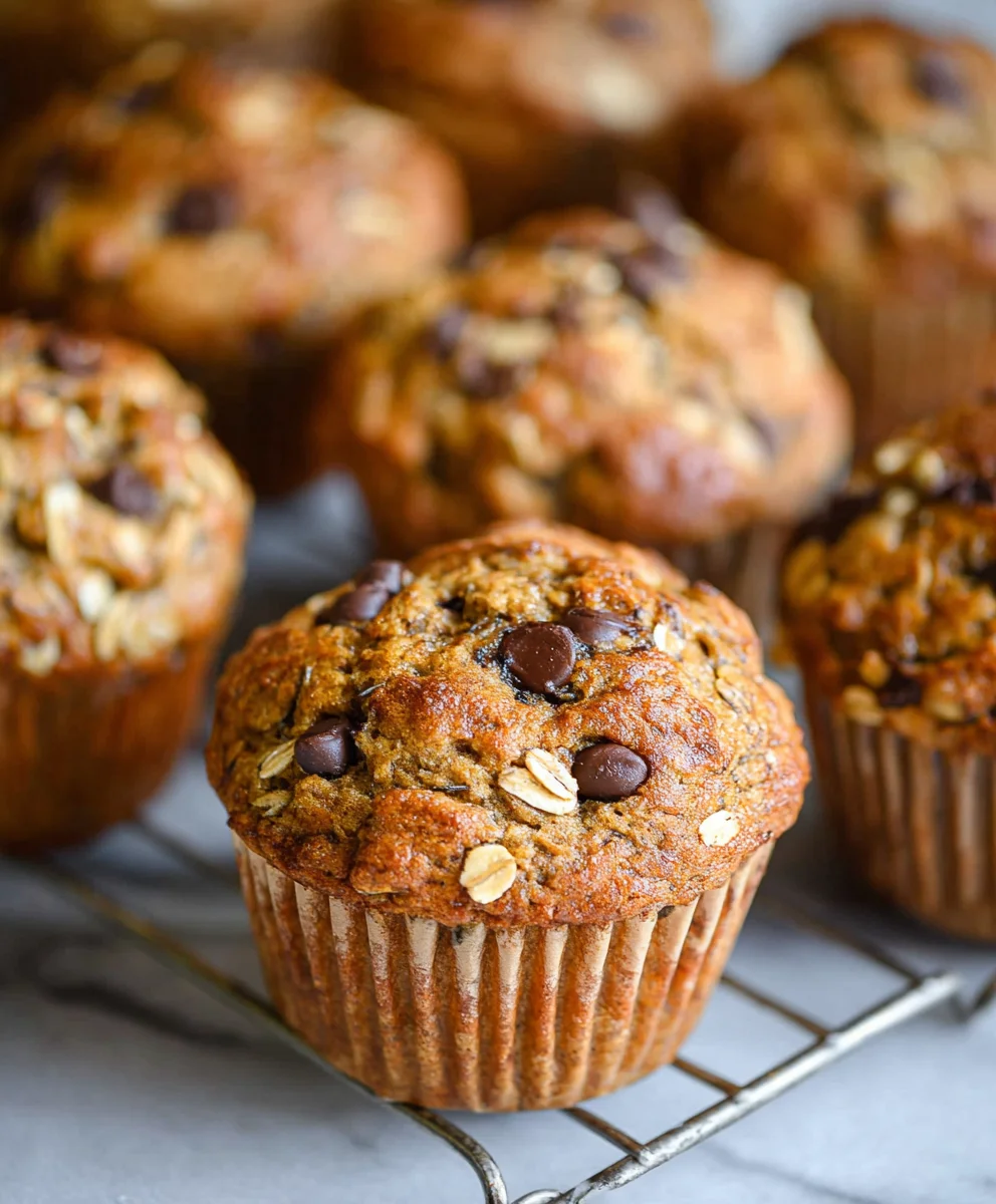 Healthy Banana Oatmeal Muffins-Choc Chip Delight