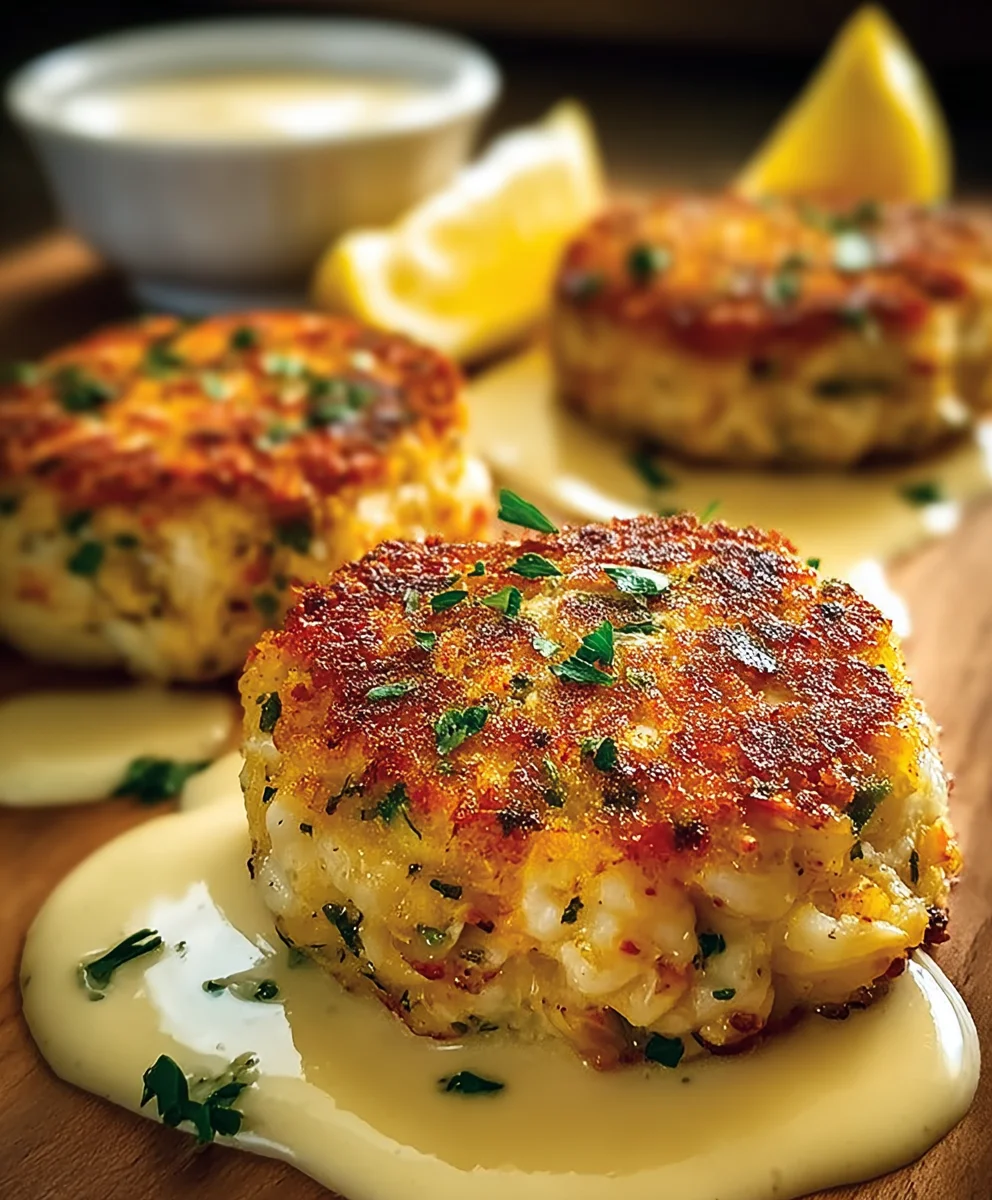 Cheddar Bay Crab Cakes - Lemon Butter Drizzle