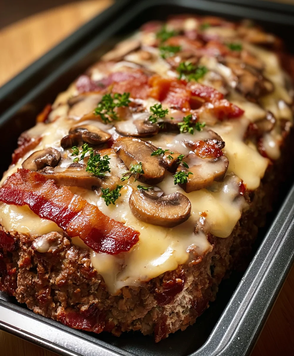 Beef Beef Bacon Mushroom Swiss Meatloaf Recipe