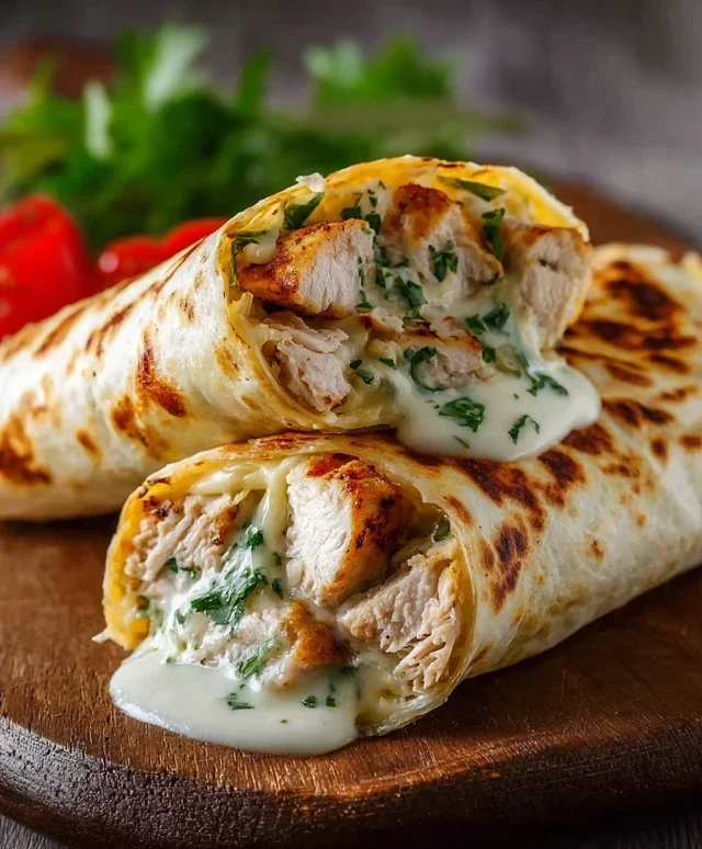 Low Carb Cheesy Garlic Chicken Wraps