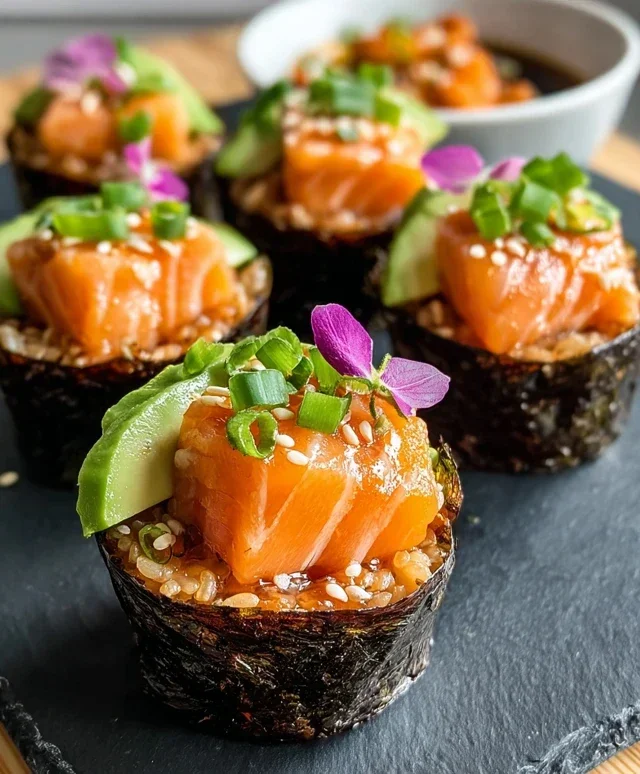 Spicy Salmon Sushi Cups
