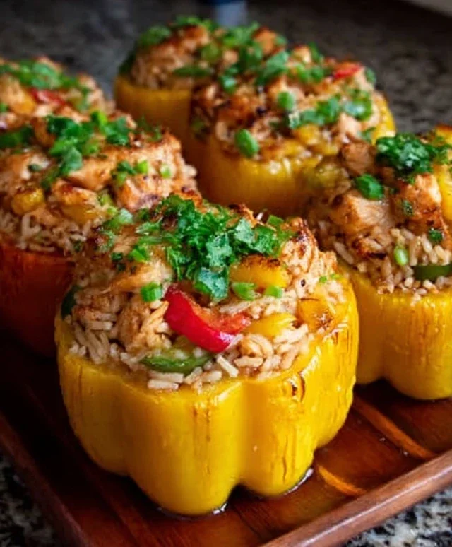 Teriyaki Pineapple Chicken and Rice Stuffed Peppers: A Sweet and Savory Meal