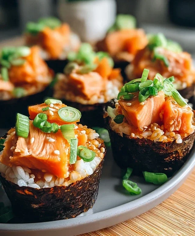 Spicy Salmon Sushi Cups