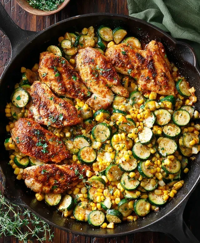 Garlic Butter Chicken with Zucchini and Corn - One-Pan, 30-Minute Meal