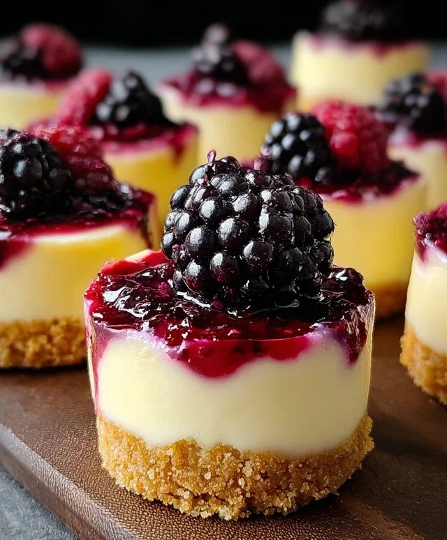 Lemon Raspberry Blackberry Mini Cheesecakes