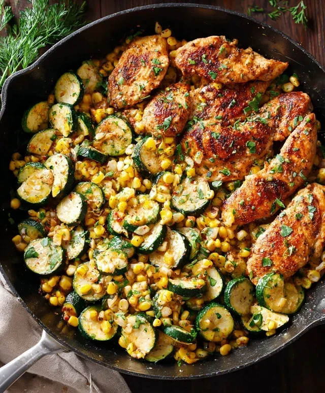 Garlic Butter Chicken with Zucchini and Corn - One-Pan, 30-Minute Meal