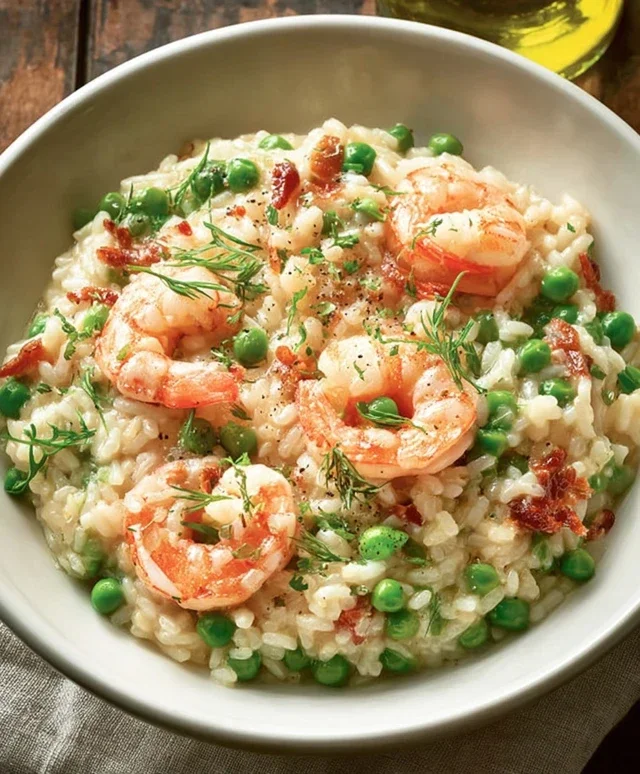 Shrimp Risotto with Peas